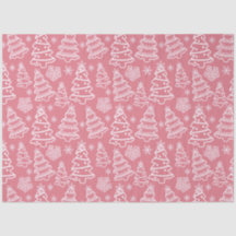 Arbres de Noël et flocons de neige rose Noël