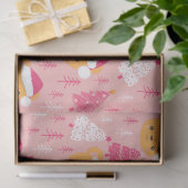Papier Mousseline Arbres de Noël et Nounours Noël rose (Cadeau)