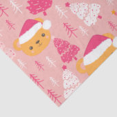 Papier Mousseline Arbres de Noël et Nounours Noël rose (Détail)