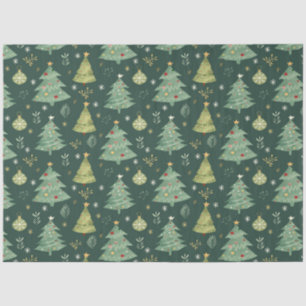 Papier Mousseline Arbres de Noël et ornements Motif