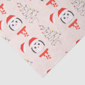 Papier Mousseline Arbres de Noël et pingouins Noël beige (Détail)