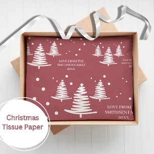 Papier Mousseline Arbres de Noël minimalistes blancs rouges
