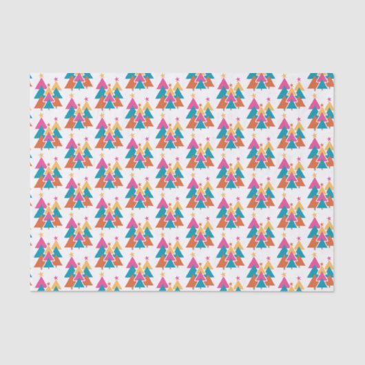 Papier Mousseline Arbres de Noël modernes colorés (Recto)