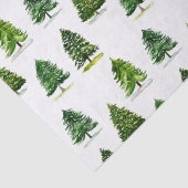 Papier Mousseline Arbres de Noël motif Festif Vert aquarelle (Détail)