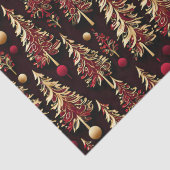 Papier Mousseline Arbres de Noël noir, bordeaux et or (Détail)