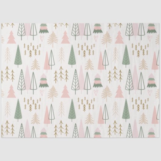 Papier Mousseline Arbres de Noël Pastel Modernes de Noël blanc (Recto)