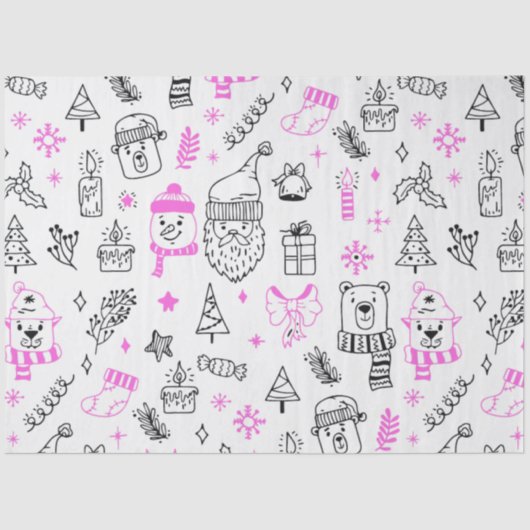 Papier Mousseline Arbres de Noël Père Noël Ours Blanc Noël (Recto)