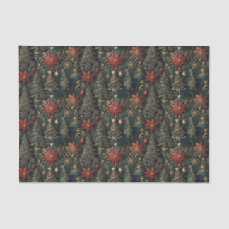 Papier Mousseline Arbres de Noël, poinsettias, flocons de neige, éto