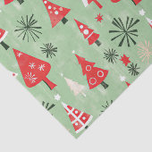 Papier Mousseline Arbres de Noël Red Green Retro (Détail)