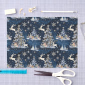 Papier Mousseline Arbres de Noël, rennes et flocons de neige (Artisanat)