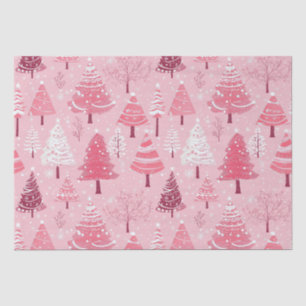 Papier Mousseline Arbres de Noël rétro rose pâle