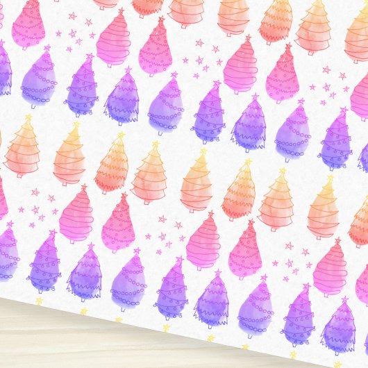 Papier Mousseline Arbres de Noël rose