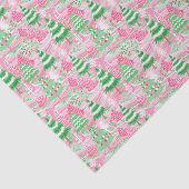 Papier Mousseline Arbres de Noël roses et verts (Détail)