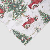Papier Mousseline Arbres de Noël Vieux Camion Rouge (Détail)