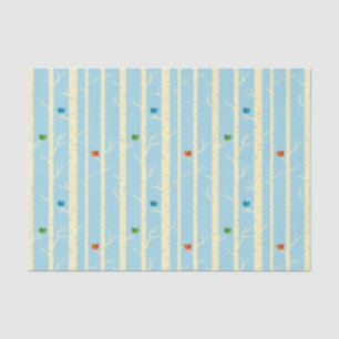 Papier Mousseline Arbres d'hiver mignons et oiseaux colorés