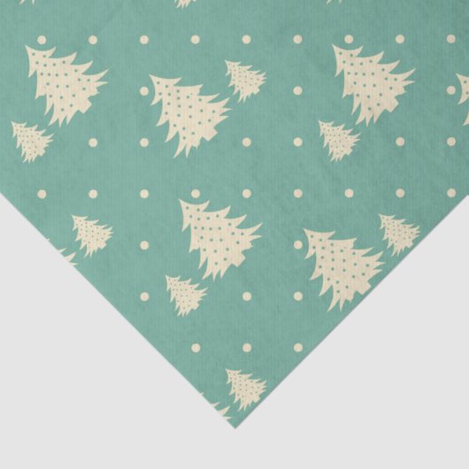 Papier Mousseline Arbres d'hiver rétro sur Turquoise (Détail)