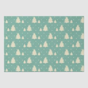 Papier Mousseline Arbres d'hiver rétro sur Turquoise