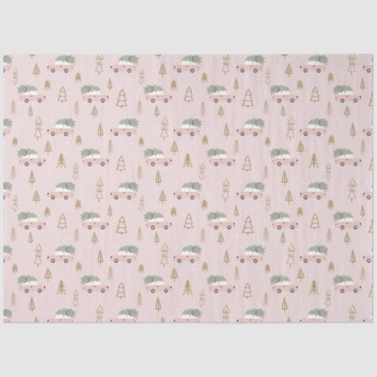 Papier Mousseline Arbres et véhicules de Noël Beige Noël (Recto)