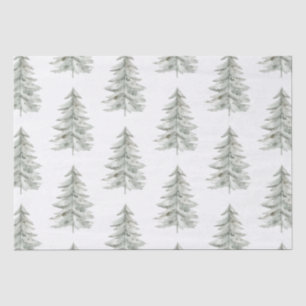 Papier Mousseline Arbres verts blancs de Noël