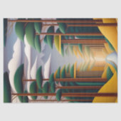 Papier Mousseline Arbres verts contemporains Chemin Paysage Artwork (Recto)