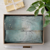 Papier Mousseline Arbres verts en or avec oiseaux Noël (Cadeau)