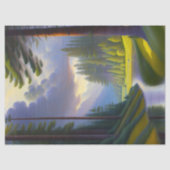 Papier Mousseline Arbres verts modernes Nuages d'eau Paysage (Recto)