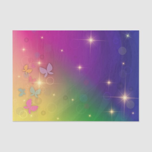 Papier Mousseline Arc-en-ciel Abstrait Fairy Lights Papillons (Recto)