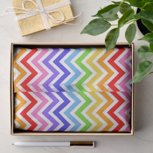 Papier Mousseline Arc-en-ciel de Chevron (Cadeau)