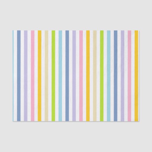 Papier Mousseline Arc-en-ciel en pastel vertical et rayures blanches (Recto)