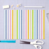 Papier Mousseline Arc-en-ciel en pastel vertical et rayures blanches (Artisanat)