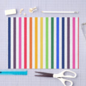 Papier Mousseline Arc-en-ciel et rayures blanches (Artisanat)