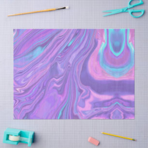 Papier Mousseline Arc-en-ciel métallisé iridescent rose aqua violet