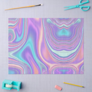 Papier Mousseline Arc-en-ciel métallisé iridescent rose aqua violet