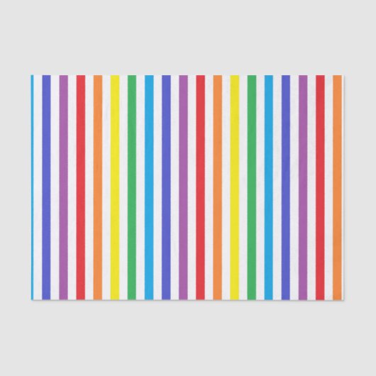 Papier Mousseline Arc-en-ciel vertical et rayures blanches (Recto)