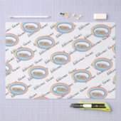 Papier Mousseline Arche de Noé arc-en-ciel rétro sur blanc (Artisanat)