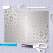 Papier Mousseline Argent, floral, treillis, damassé, élégante, (Artisanat)