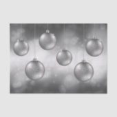 Papier Mousseline Argent Gris Baubles De Noël Sur Grey Bokeh (Recto)