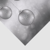 Papier Mousseline Argent Gris Baubles De Noël Sur Grey Bokeh (Détail)