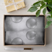 Papier Mousseline Argent Gris Baubles De Noël Sur Grey Bokeh (Cadeau)