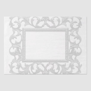 Papier Mousseline Argent Orné Acanthus Vintage Frame