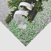 Papier Mousseline Argent Ornement Blanc Ruban de vacances Tissu Papi (Détail)