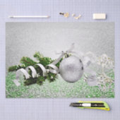 Papier Mousseline Argent Ornement Blanc Ruban de vacances Tissu Papi (Artisanat)