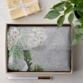 Papier Mousseline Argent Ornement Blanc Ruban de vacances Tissu Papi (Cadeau)