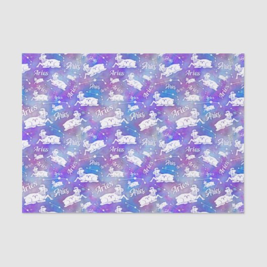 Papier Mousseline Aries Ram Constellation Étoiles Anniversaire Motif (Recto)