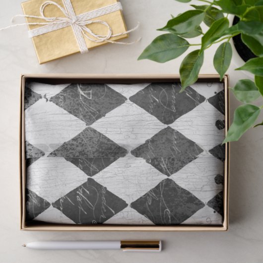 Papier Mousseline Arlequin Ephemera Noir n Blanc Bois Découpage (Cadeau)