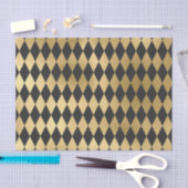 Papier Mousseline Arlequin noir gris foncé Rhombus géométriques (Artisanat)