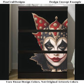 Papier Mousseline Arlequin Rouge, Or Et Blanc Face BU1 Découpage