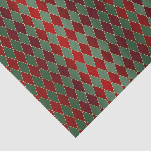 Papier Mousseline Arlequin vert rouge Noël (Détail)