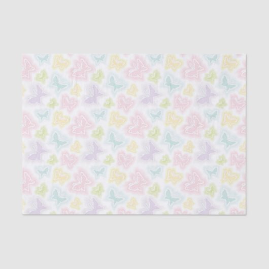 Papier Mousseline Arrière - plan avec des papillons dans l'aquarelle (Recto)