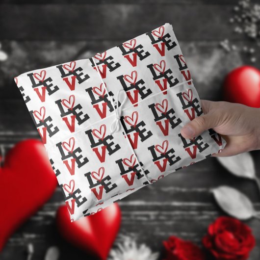 Papier Mousseline Arrière - plan blanc avec Red & Black LOVE Valenti
